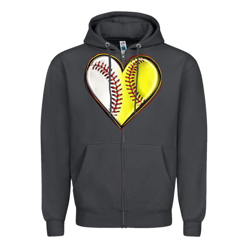 Baseball And Softball Heart Zipper Hoodie by texasbilliewilder | Teevron