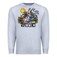 Heather Grey hello summer Premium Sweatshirt - CowhideDigitalArt
