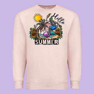 Hello Summer Premium Sweatshirt Designed By Cowhidedigitalart