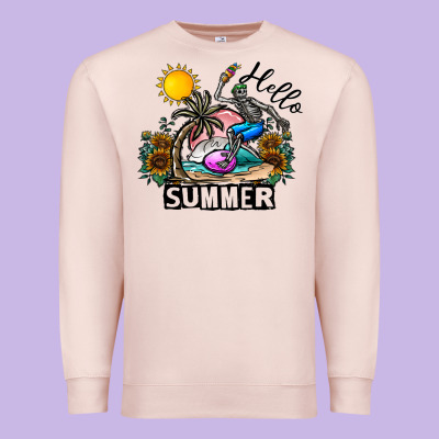 Hello Summer Premium Sweatshirt Designed By Cowhidedigitalart