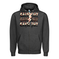 Charcoal Heather game day game day baseball lightning bolt Zipper Hoodie - Zillion Design Studio