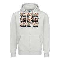 Dove Grey game day game day baseball lightning bolt Zipper Hoodie - Zillion Design Studio