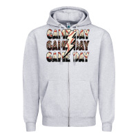 Heather Grey game day game day baseball lightning bolt Zipper Hoodie - Zillion Design Studio