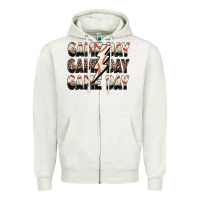 Oatmeal Heather game day game day baseball lightning bolt Zipper Hoodie - Zillion Design Studio