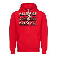 Red game day game day baseball lightning bolt Zipper Hoodie - Zillion Design Studio