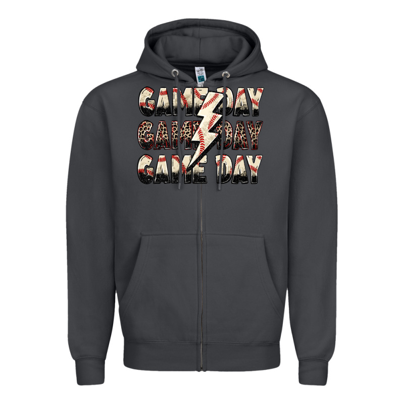 Game Day Game Day Baseball Lightning Bolt Zipper Hoodie by Zillion Design Studio | Teevron