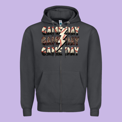 Game Day Game Day Baseball Lightning Bolt Zipper Hoodie Designed By Zillion Design Studio