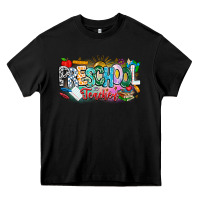 Black Precschool Teacher Heavy Core Tee - CowhideDigitalArt