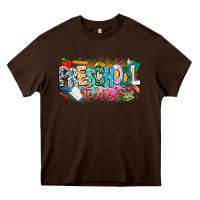 Chocolate Brown Precschool Teacher Heavy Core Tee - CowhideDigitalArt