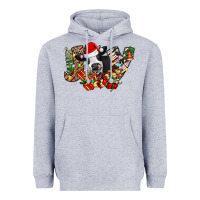 Heather Grey Christmas Joy Cow Heavyweight Hoodie - CowhideDigitalArt
