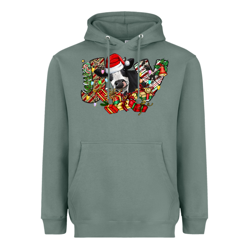 Christmas Joy Cow Heavyweight Hoodie by CowhideDigitalArt | Teevron