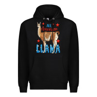 Black All American Llama Premium Hoodie - LillyAllenDesigns