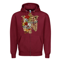 Burgundy Kinda Emotionless Kinda Emotional Skeleton Zipper Hoodie - RanaPortraitStore