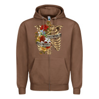 Chestnut Kinda Emotionless Kinda Emotional Skeleton Zipper Hoodie - RanaPortraitStore