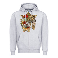Heather Grey Kinda Emotionless Kinda Emotional Skeleton Zipper Hoodie - RanaPortraitStore