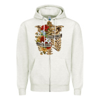 Oatmeal Heather Kinda Emotionless Kinda Emotional Skeleton Zipper Hoodie - RanaPortraitStore
