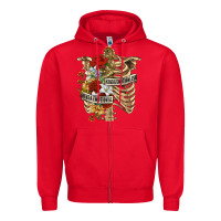 Red Kinda Emotionless Kinda Emotional Skeleton Zipper Hoodie - RanaPortraitStore