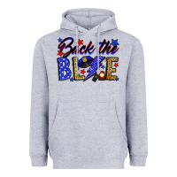Heather Grey Back the blue with lightning bolt Heavyweight Hoodie - Neo Western