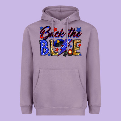 Back The Blue With Lightning Bolt Heavyweight Hoodie Designed By Neo Western