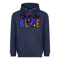 Navy Back the blue with lightning bolt Heavyweight Hoodie - Neo Western