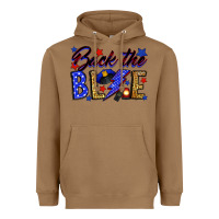 Toasted Coconut Back the blue with lightning bolt Heavyweight Hoodie - Neo Western