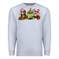 Heather Grey coffee cups with santa claus Premium Sweatshirt - FaDigitalArtStudio