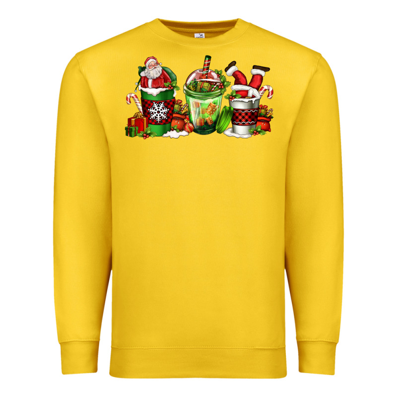 Coffee Cups With Santa Claus Premium Sweatshirt by FaDigitalArtStudio | Teevron