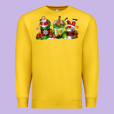 Coffee Cups With Santa Claus Premium Sweatshirt Designed By Fadigitalartstudio