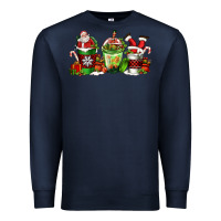 Navy coffee cups with santa claus Premium Sweatshirt - FaDigitalArtStudio