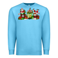 Ocean Blue coffee cups with santa claus Premium Sweatshirt - FaDigitalArtStudio