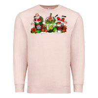 Pale Pink coffee cups with santa claus Premium Sweatshirt - FaDigitalArtStudio