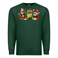 Sports Green coffee cups with santa claus Premium Sweatshirt - FaDigitalArtStudio
