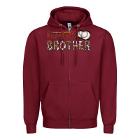 Burgundy baseball brother with leopard Zipper Hoodie - texasbilliewilder