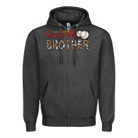 Charcoal Heather baseball brother with leopard Zipper Hoodie - texasbilliewilder