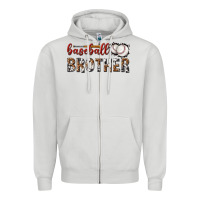 Dove Grey baseball brother with leopard Zipper Hoodie - texasbilliewilder