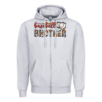 Heather Grey baseball brother with leopard Zipper Hoodie - texasbilliewilder