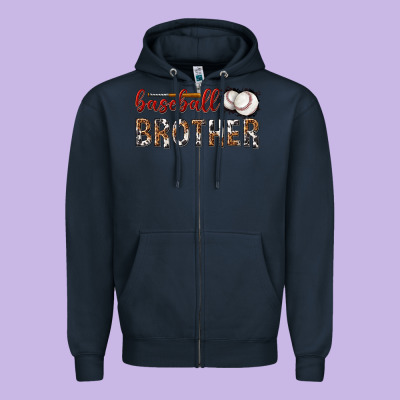 Zipper Hoodie baseball brother with leopard