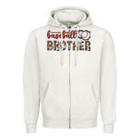 Oatmeal Heather baseball brother with leopard Zipper Hoodie - texasbilliewilder