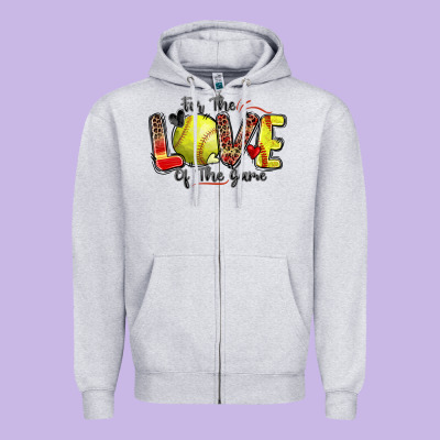 For The Love Of The Game Softball Zipper Hoodie Designed By Zillion Design Studio