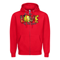 Red for the love of the game softball Zipper Hoodie - Zillion Design Studio