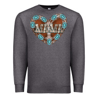 Charcoal Heather mama heart cowhide Premium Sweatshirt - CowhideDigitalArt