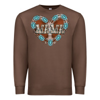 Chestnut mama heart cowhide Premium Sweatshirt - CowhideDigitalArt