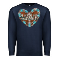Navy mama heart cowhide Premium Sweatshirt - CowhideDigitalArt