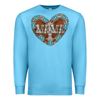 Ocean Blue mama heart cowhide Premium Sweatshirt - CowhideDigitalArt