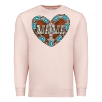 Pale Pink mama heart cowhide Premium Sweatshirt - CowhideDigitalArt
