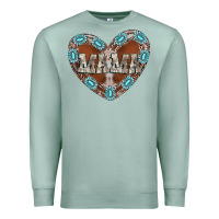 Seafoam mama heart cowhide Premium Sweatshirt - CowhideDigitalArt