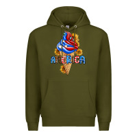 Army Green ice cream america Premium Hoodie - AdoDesignShop