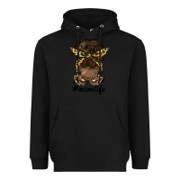Black afro messy bun mom life Heavyweight Hoodie - HRA Design Shop