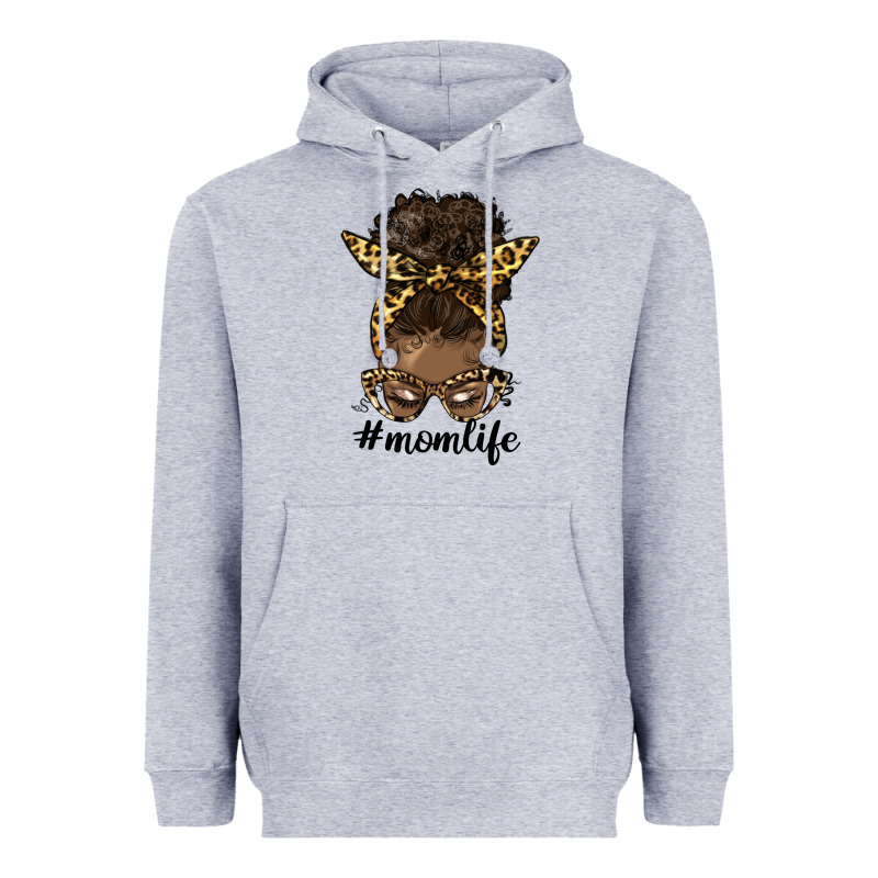 Afro Messy Bun Mom Life Heavyweight Hoodie by HRA Design Shop | Teevron