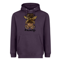 Plum afro messy bun mom life Heavyweight Hoodie - HRA Design Shop
